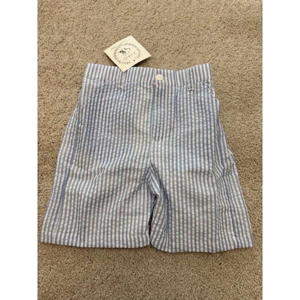 New Bella Bean Striped Seersucker Shorts Blue Size 8